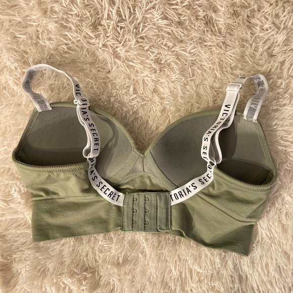 Set of 2 No Wire Bralettes Army Green and Lace Pink - Picture 3 of 9